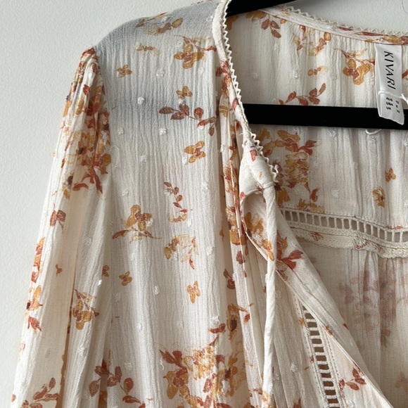 KIVARI Misha Cream Rust Ditsy Long Sleeve Mini Dress NWT - Picture 15 of 16